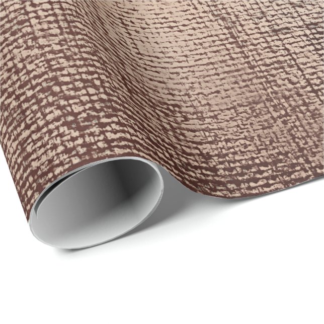 Metallic Powder Bronze Copper Rose Gold Linen Burl Wrapping Paper (Roll Corner)