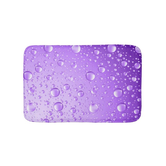 Metallic Purple Abstract Rain Drops Bathroom Mat (Front)