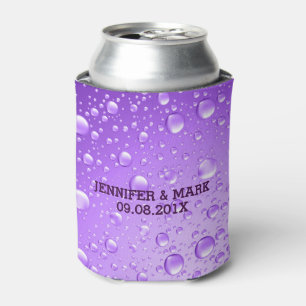 Metallic Purple Abstract Rain Drops Can Cooler