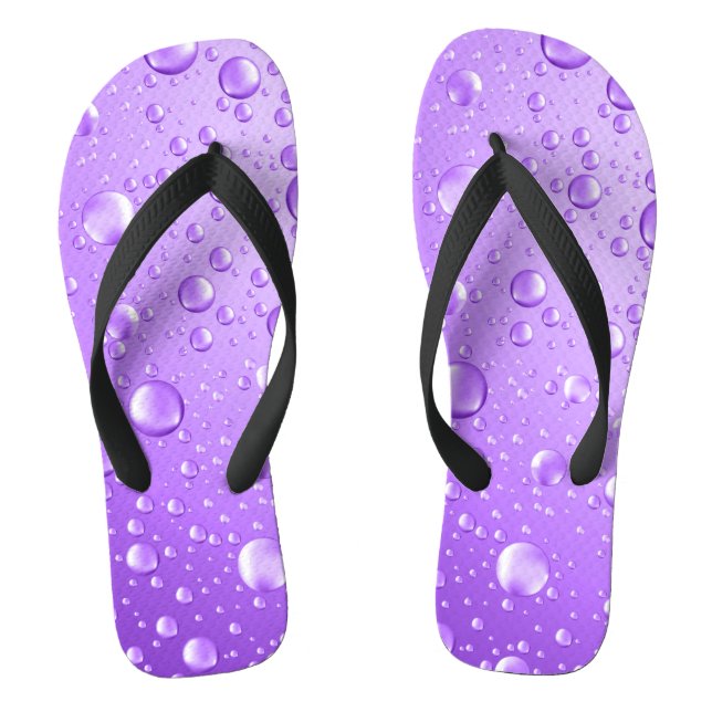 Metallic Purple Abstract Rain Drops Flip Flops (Footbed)