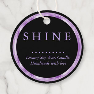 Metallic Purple and Black Favor Tags