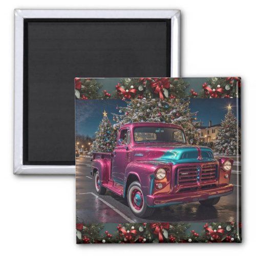 Metallic Purple And Blue 1950s American Pickup Tru Magnet