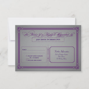 Metallic Purple and Gray Wedding RSVP Card