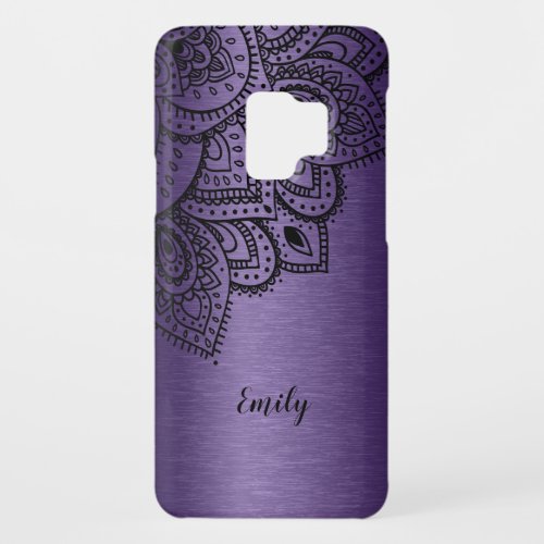 Metallic Purple Background  Black Mandala Case_Mate Samsung Galaxy S9 Case
