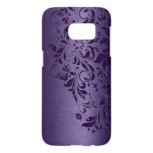 Metallic Purple Background Deep Purple Lace Samsung Galaxy S7 Case