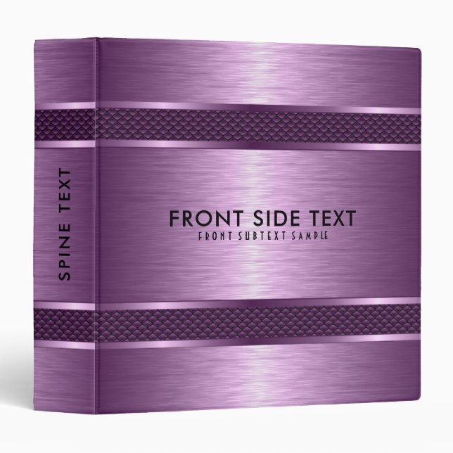 Metallic Purple Brushed Aluminum Look Binder (Front/Spine)