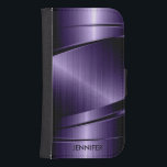 Metallic Purple Brushed Aluminum Look Wallet Phone Case For Samsung Galaxy S4<br><div class="desc">Elegant monogramed deep purple metallic shiny design in brushed aluminum look This is not a metal but image that looks metallic and shine is a digital effect</div>