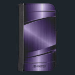 Metallic Purple Brushed Aluminum Look Wallet Phone Case For Samsung Galaxy S4<br><div class="desc">Elegant monogramed deep purple metallic shiny design in brushed aluminum look This is not a metal but image that looks metallic and shine is a digital effect</div>