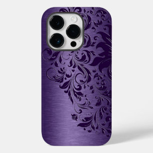Metallic Purple Brushed Aluminum Purple Lace Case-Mate iPhone 14 Pro Case
