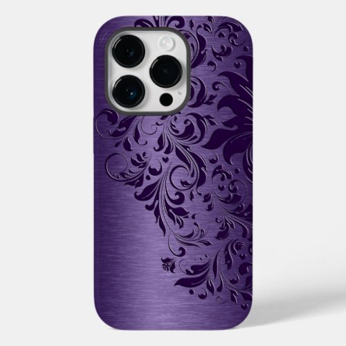 Metallic Purple Brushed Aluminum Purple Lace Case_Mate iPhone 14 Pro Case