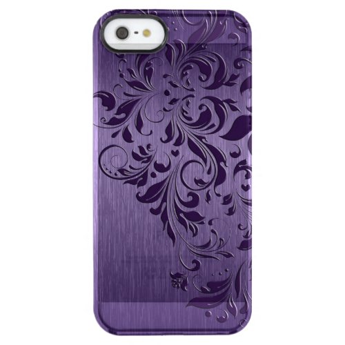Metallic Purple Brushed Aluminum Purple Lace Clear iPhone SE55s Case