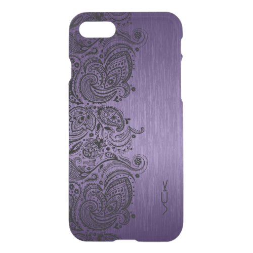 Metallic Purple Brushed Aluminum With Black Lace iPhone SE87 Case