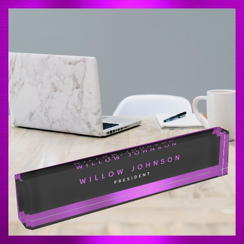 Metallic Purple Classy Executive Business Gift  Desk Name Plate