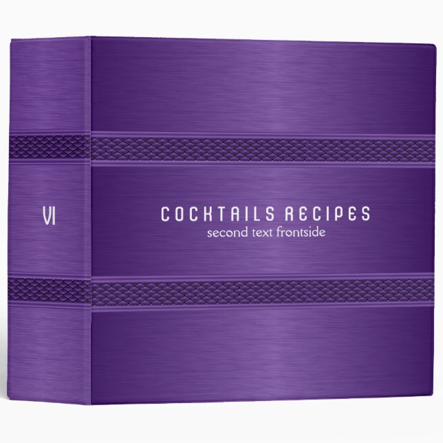 Metallic Purple Decorative Stripes 3 Ring Binder (Front/Spine)