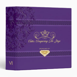 Metallic Purple Decorative Stripes & Swirls 3 Ring Binder