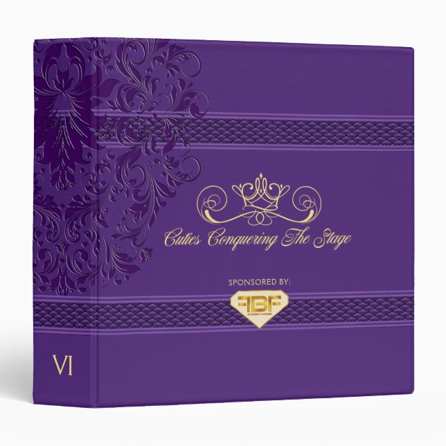 Metallic Purple Decorative Stripes & Swirls 3 Ring Binder (Front/Spine)