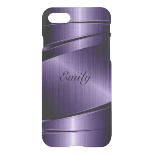 Metallic Purple Design Brushed Aluminum Look iPhone SE/8/7 Case