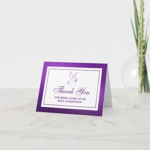 Metallic Purple Dove Holy CommunionConfirmation Thank You Card