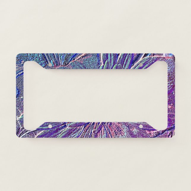 Metallic Purple Floral License Plate Frame (Front)