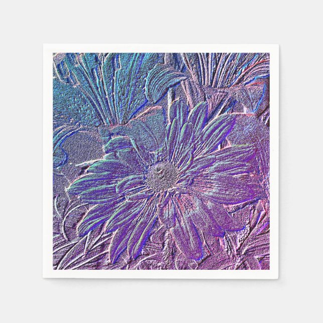 Metallic Purple Floral Napkins (Front)