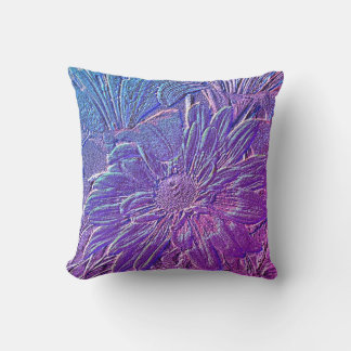 Metallic Purple Floral Outdoor Pillow