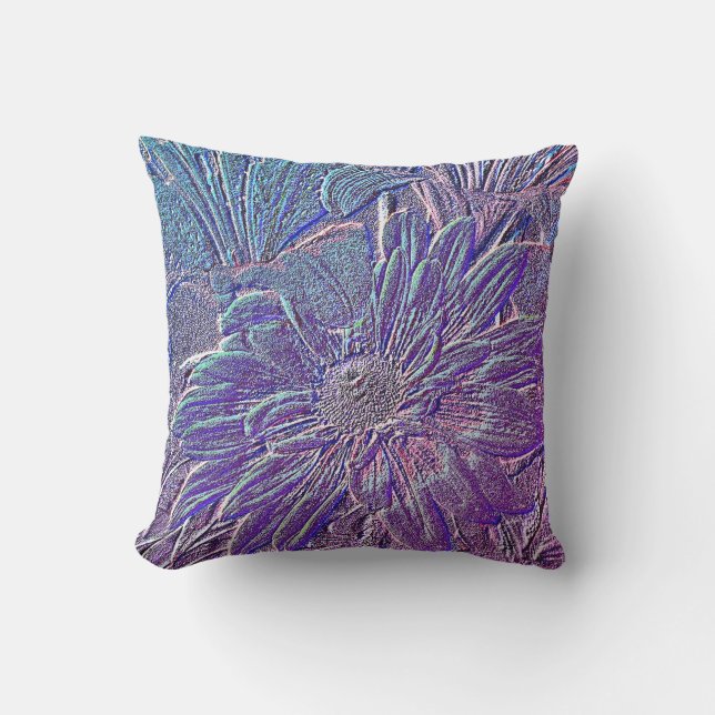 Metallic Purple Floral Outdoor Pillow (Front)