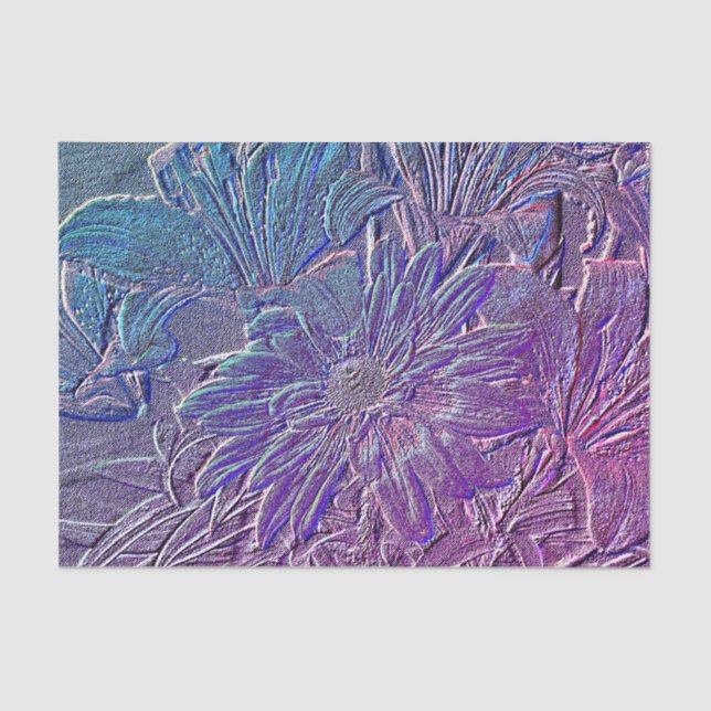 Metallic Purple Floral Tissue Paper (Front)