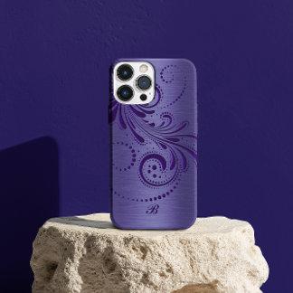 Metallic Purple Girly  Red Swirl iPhone 16 Pro Case