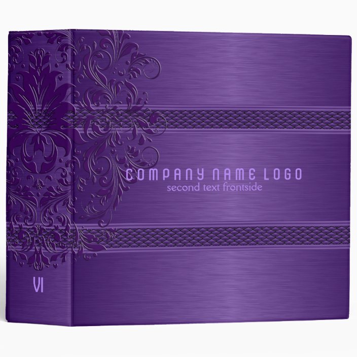 Metallic Purple Lace Back Decorative Stripes 3 Ring Binder