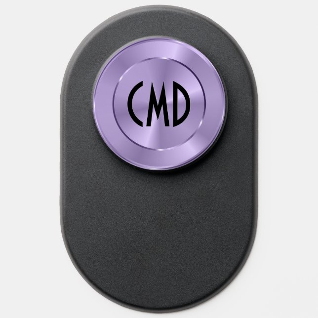Metallic Purple Medallion Custom Monogram PopSocket (Popsocket)