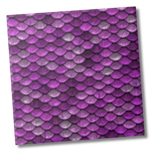 Metallic Purple Mermaid Scales Pattern Ceramic Tile