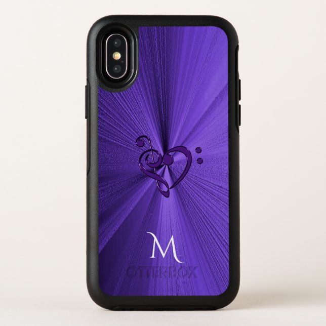 Metallic Purple Music Heart Otterbox iPhone Case (Back)