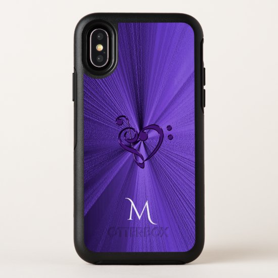Metallic Purple Music Heart OtterBox Symmetry iPhone X Case