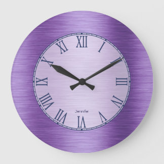 Metallic purple roman numerals large clock