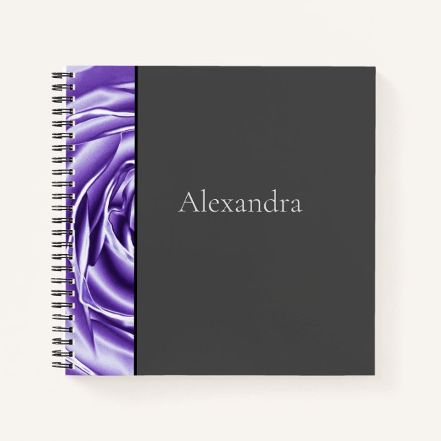 Metallic Purple Rose Spiral Notebook (Front)