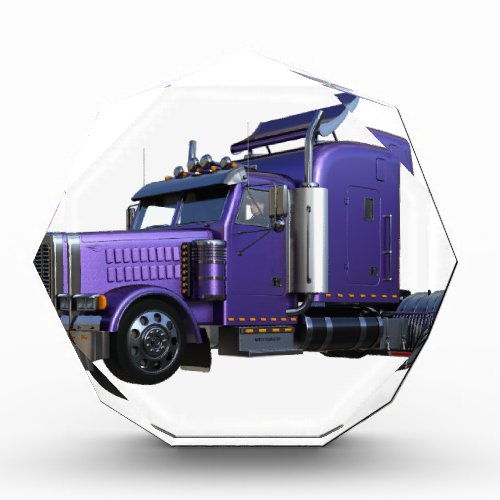 Metallic Purple Semi Tractor Trailer Truck Acrylic Award