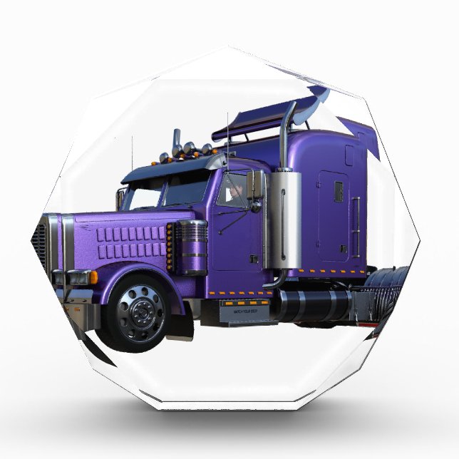 Metallic Purple Semi Tractor Trailer Truck Acrylic Award (Front)