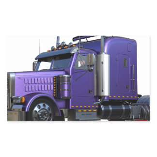 Metallic Purple Semi Tractor Trailer Truck Rectangular Sticker