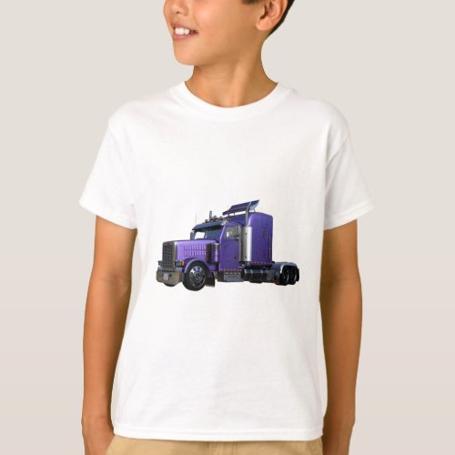 Metallic Purple Semi Truck In Three Quarter View T_Shirt