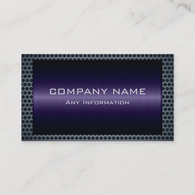 Metallic Purple Stainless Gray Steel Hole Look #2 Business Card (Front)
