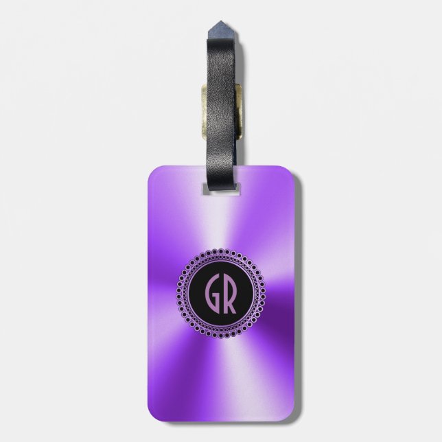 Metallic Purple Stainless Steel Look Luggage Tag (Back Vertical)