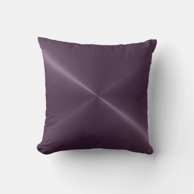 Metallic Purple Stainless Steel Metal Look Throw Pillow (Front)
