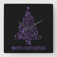 Metallic Purple Stars Christmas Tree Elegant Black