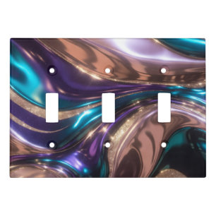 metallic purple, teal, blue, pink and gold light switch cover