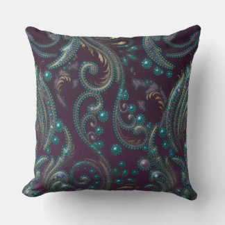 Metallic Purple Teal Gold Throw Pillow