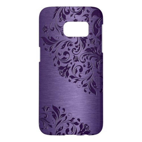 Metallic Purple TextureWith Floral Lace Samsung Galaxy S7 Case
