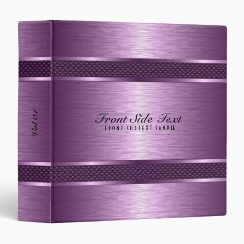 Metallic Purple Tint Brushed Aluminum Look 3 Ring Binder