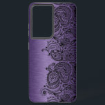 Metallic Purple With Black Paisley Lace Samsung Ga Samsung Galaxy S21  Case<br><div class="desc">Image of a metallic purple background with a black floral paisley accent.</div>