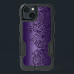 Metallic Purple With Purple Paisley Lace iPhone 13 Case<br><div class="desc">Elegant dark purple vintage floral paisley lace over dark purple metallic texture print background.</div>