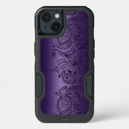 Metallic Purple With Purple Paisley Lace iPhone 13 Case